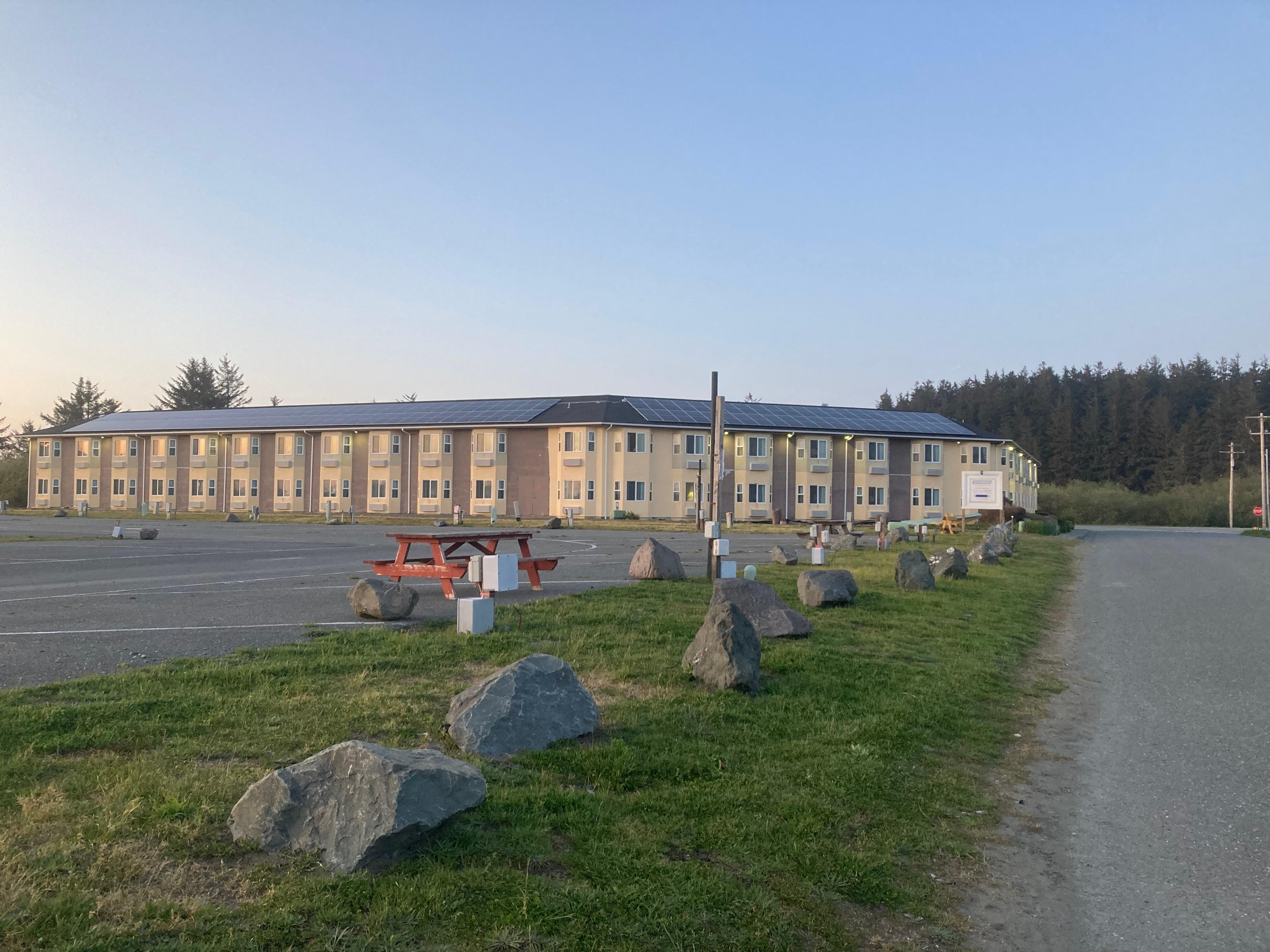 View of the motel from the beach area.