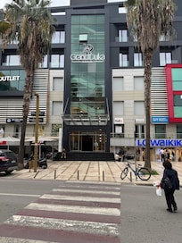 The outside of the hotel