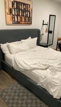 When I entered the room after I checked in, the bed looks like this and was not made.