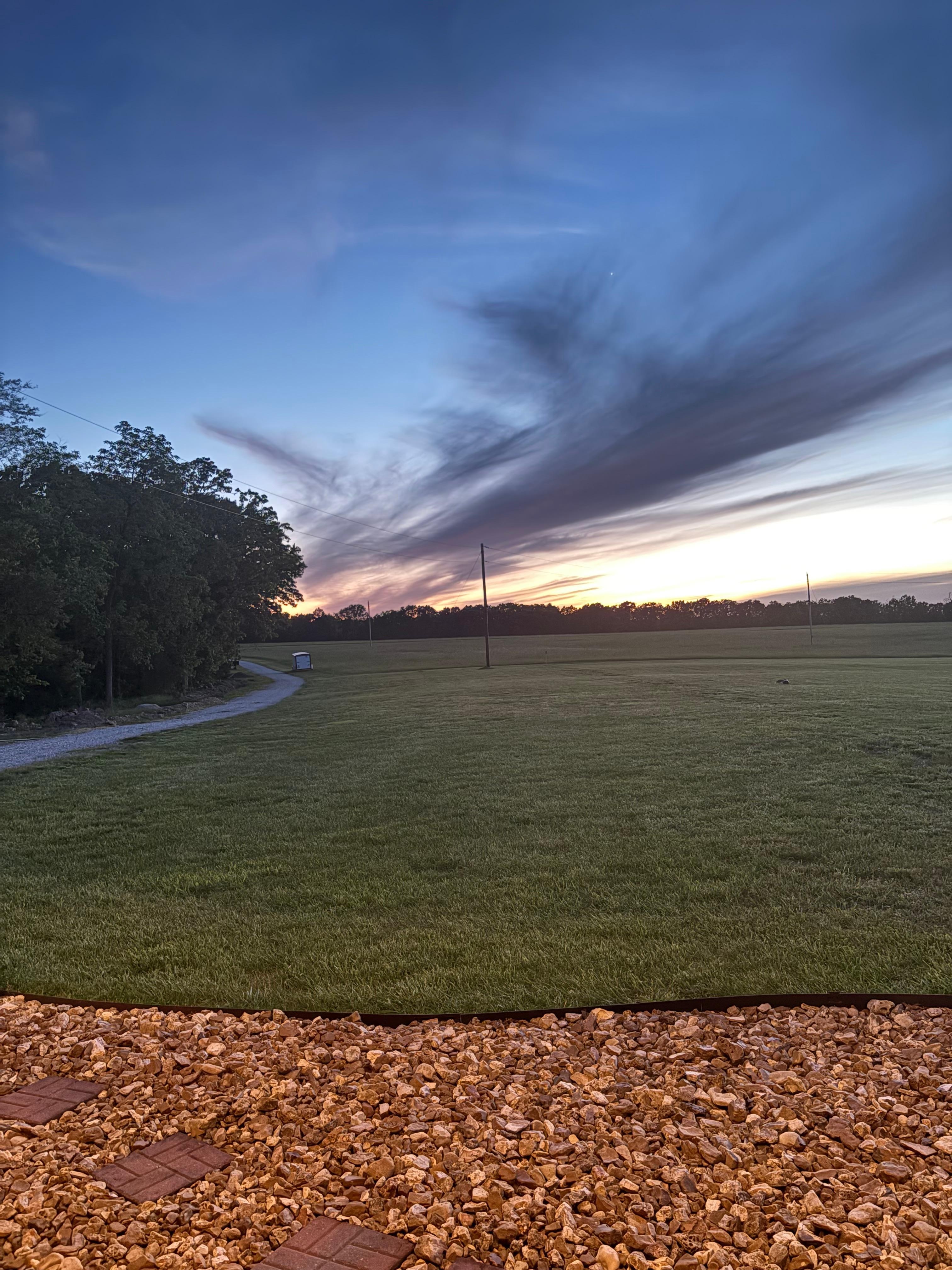View in the evening from the front porch. 