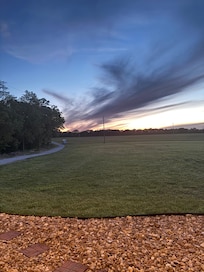 View in the evening from the front porch.
