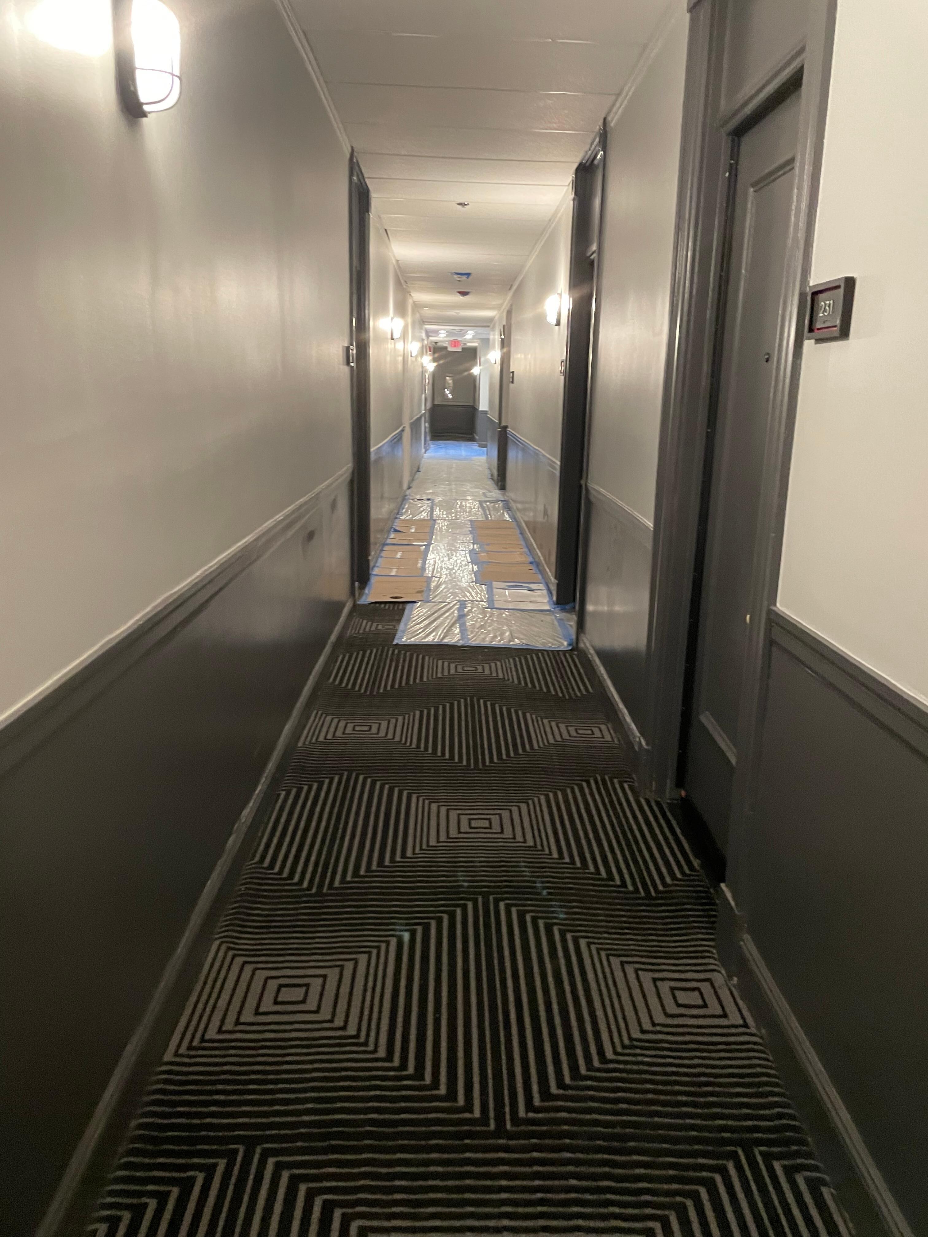 Hallway to the gym under renovation/ repair