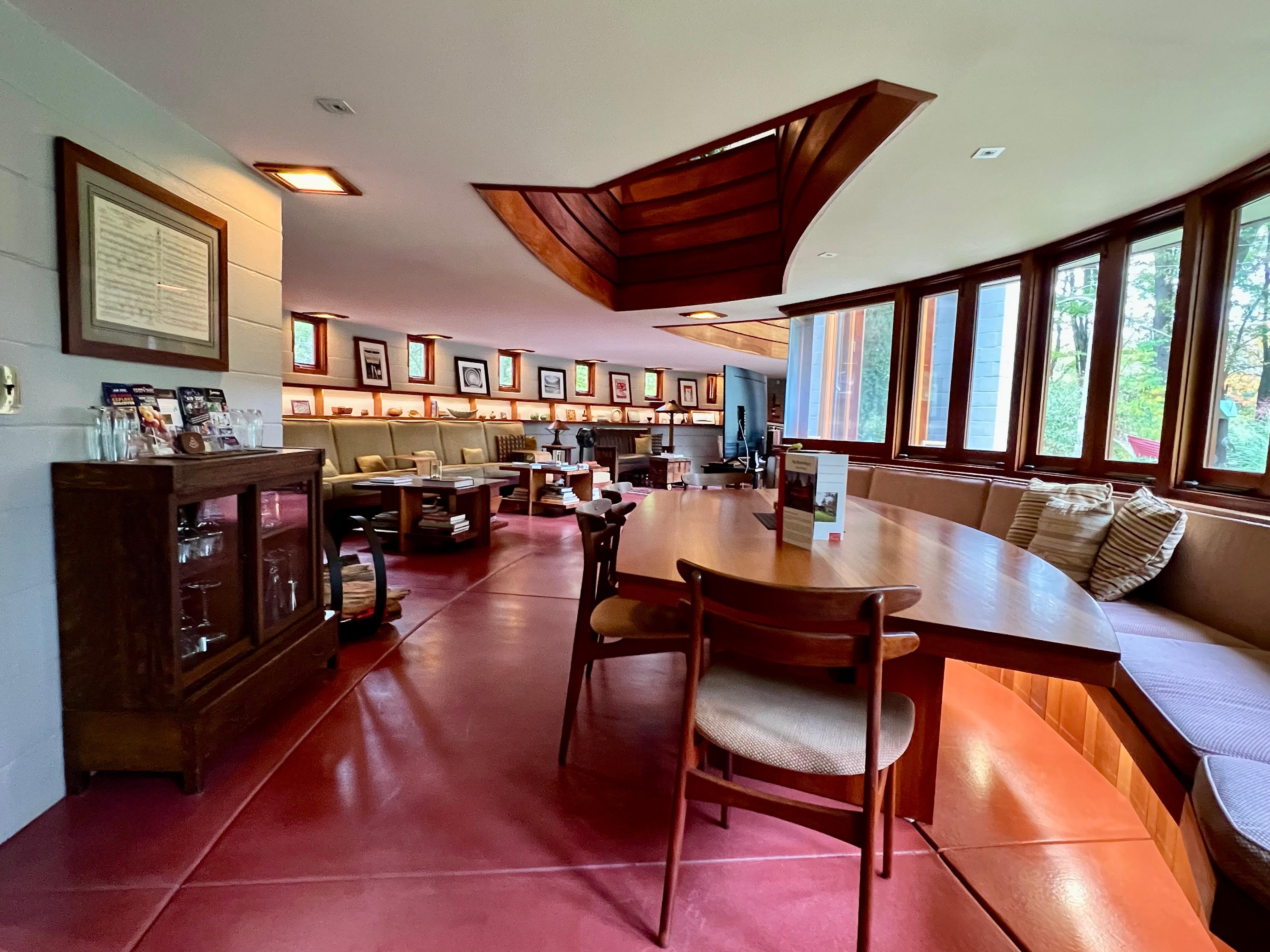Dining room and living room in background