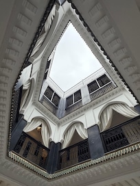 Looking up from the sitting area on the main floor