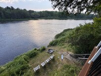 River and fire pit below