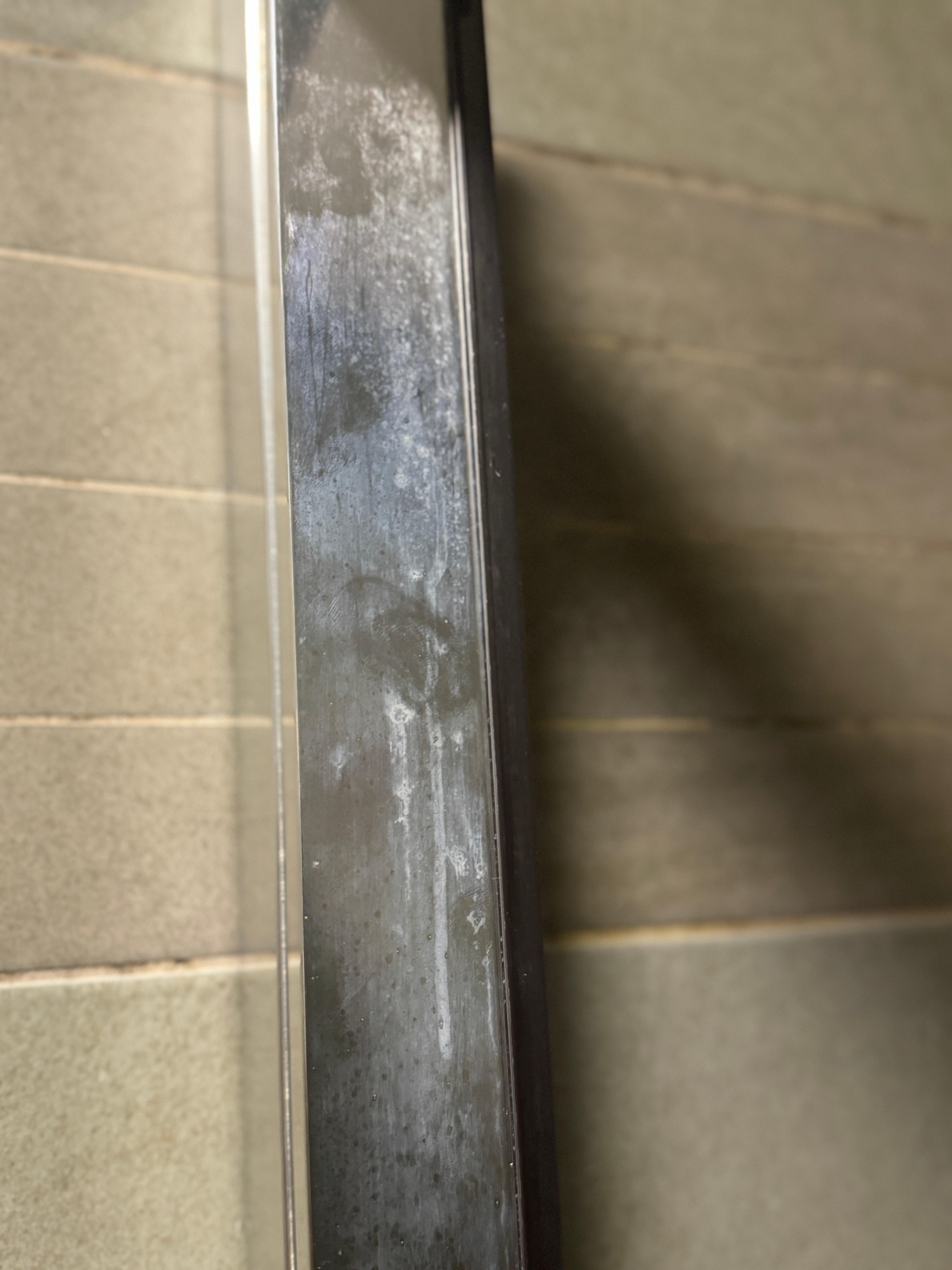 Dirty shower when we arrived. 