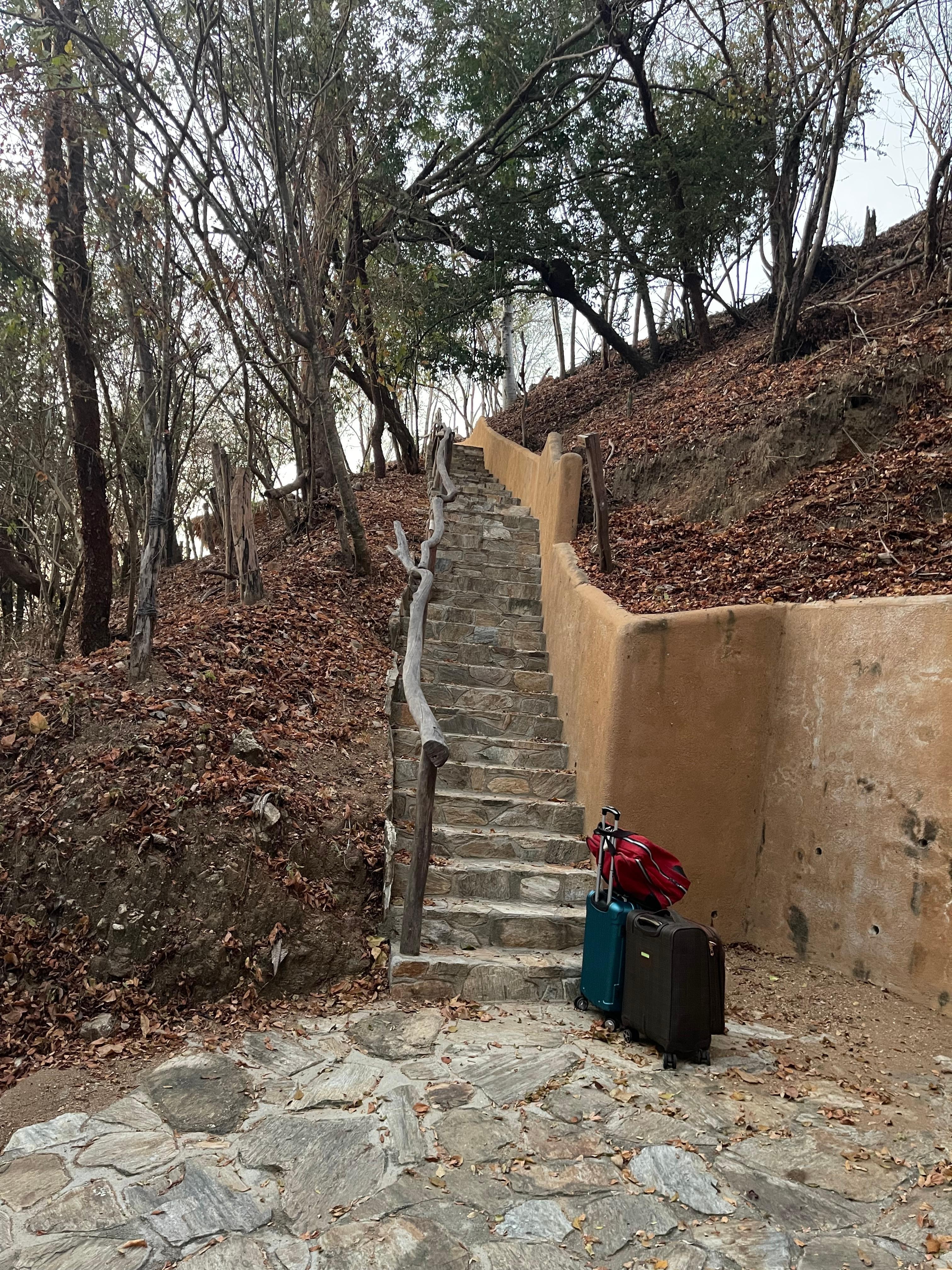 Stairs quite steep up to the joise