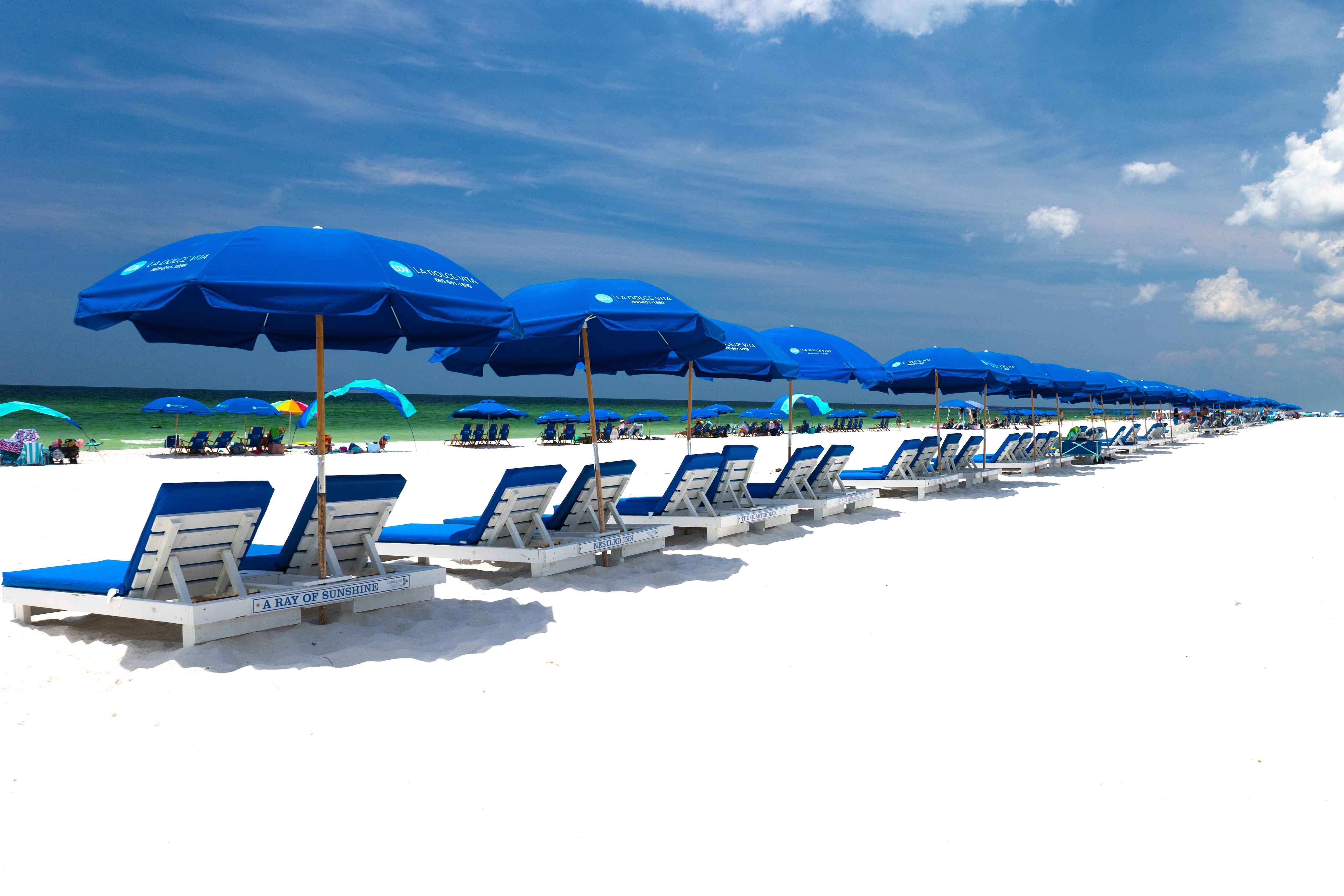 Beach Chairs set up every morning for owners and guests at Carillon Beach