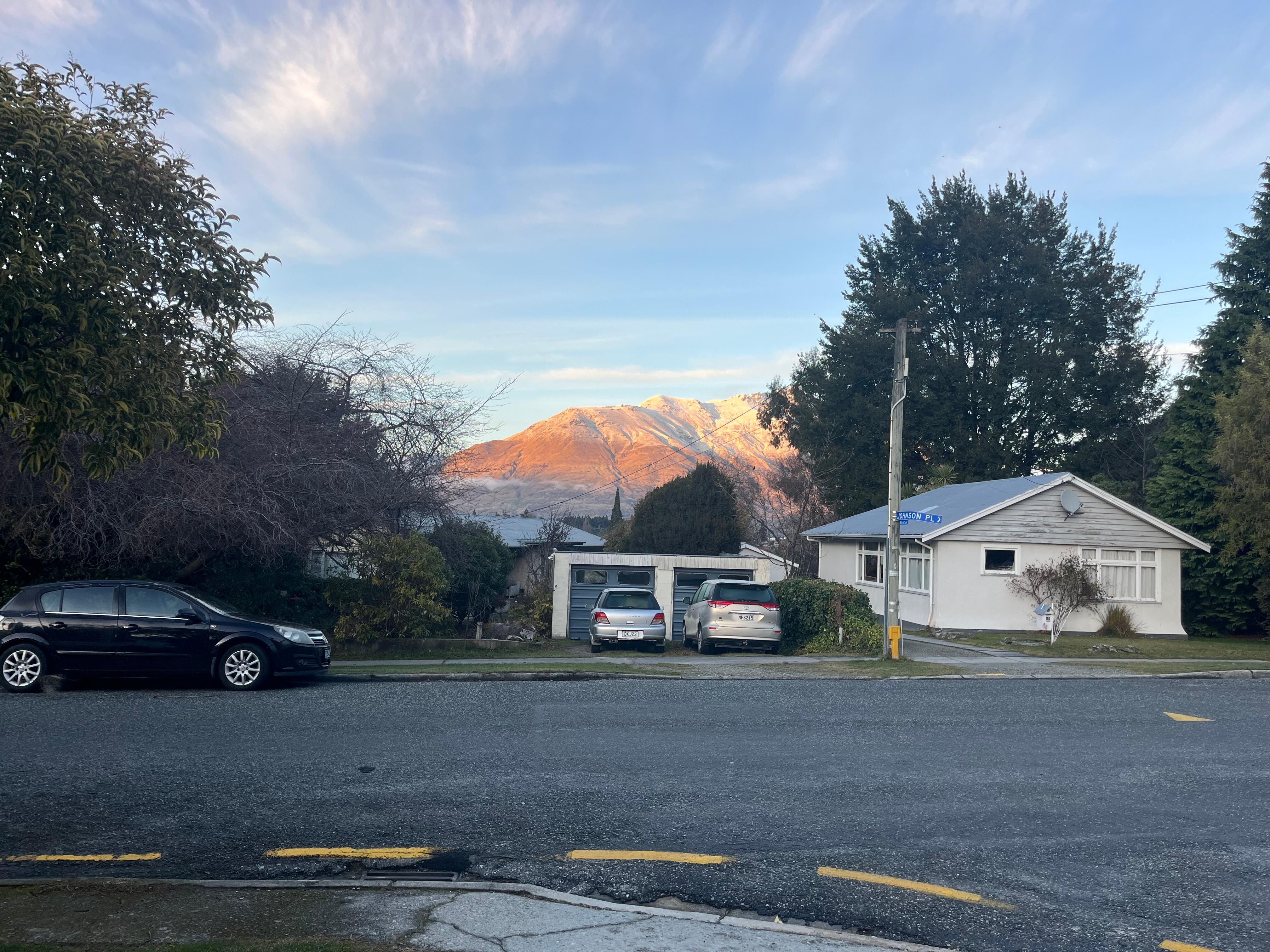 A gorgeous view of the snowy mountains from the house.