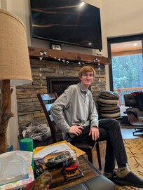 Hanging out by the fireplace