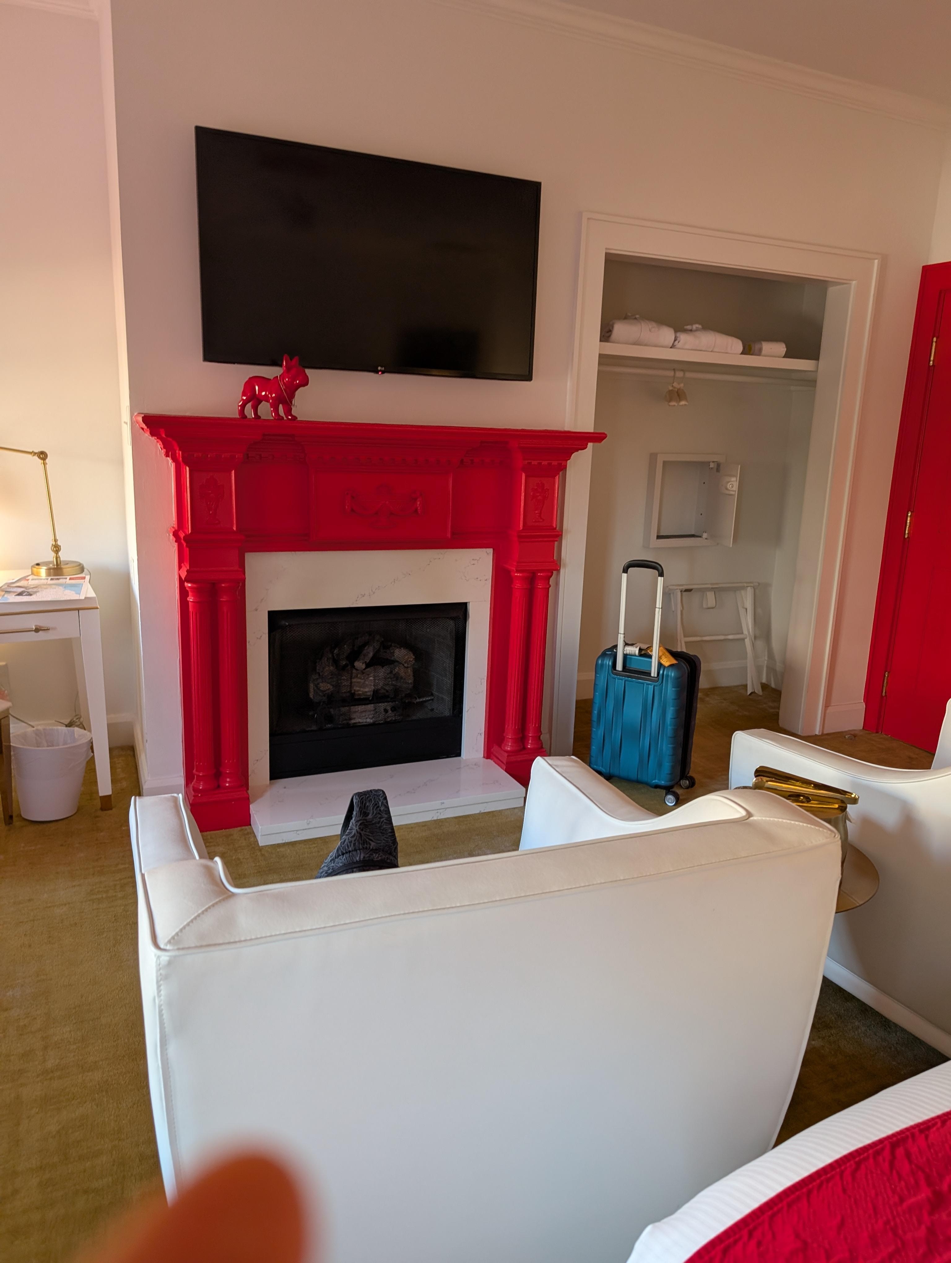 My room had a fireplace and three windows