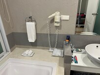 Position of the Hand towel & hair dryer totally inappropriate