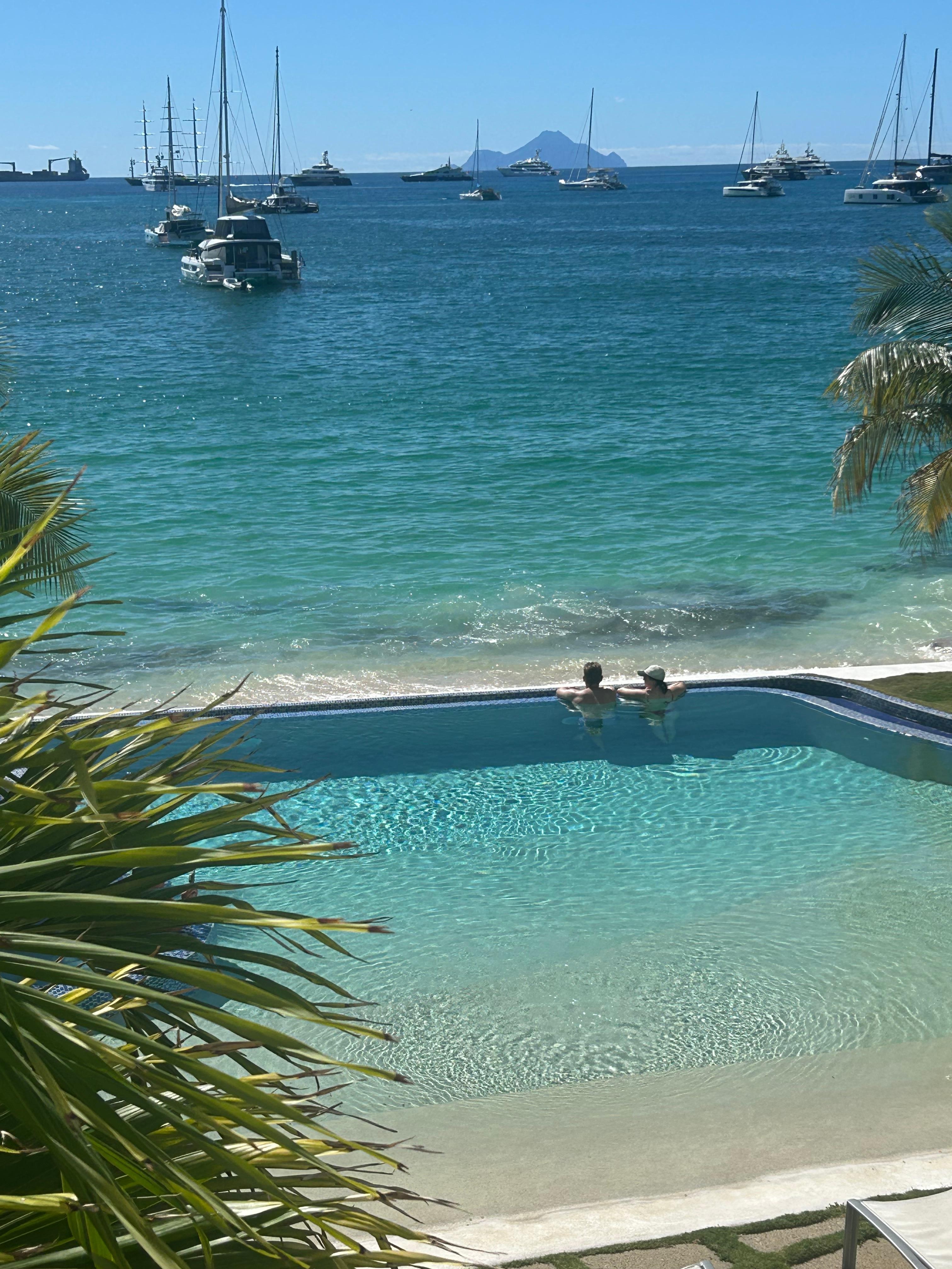 Lounging in the infinity pool