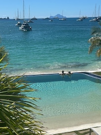 Lounging in the infinity pool