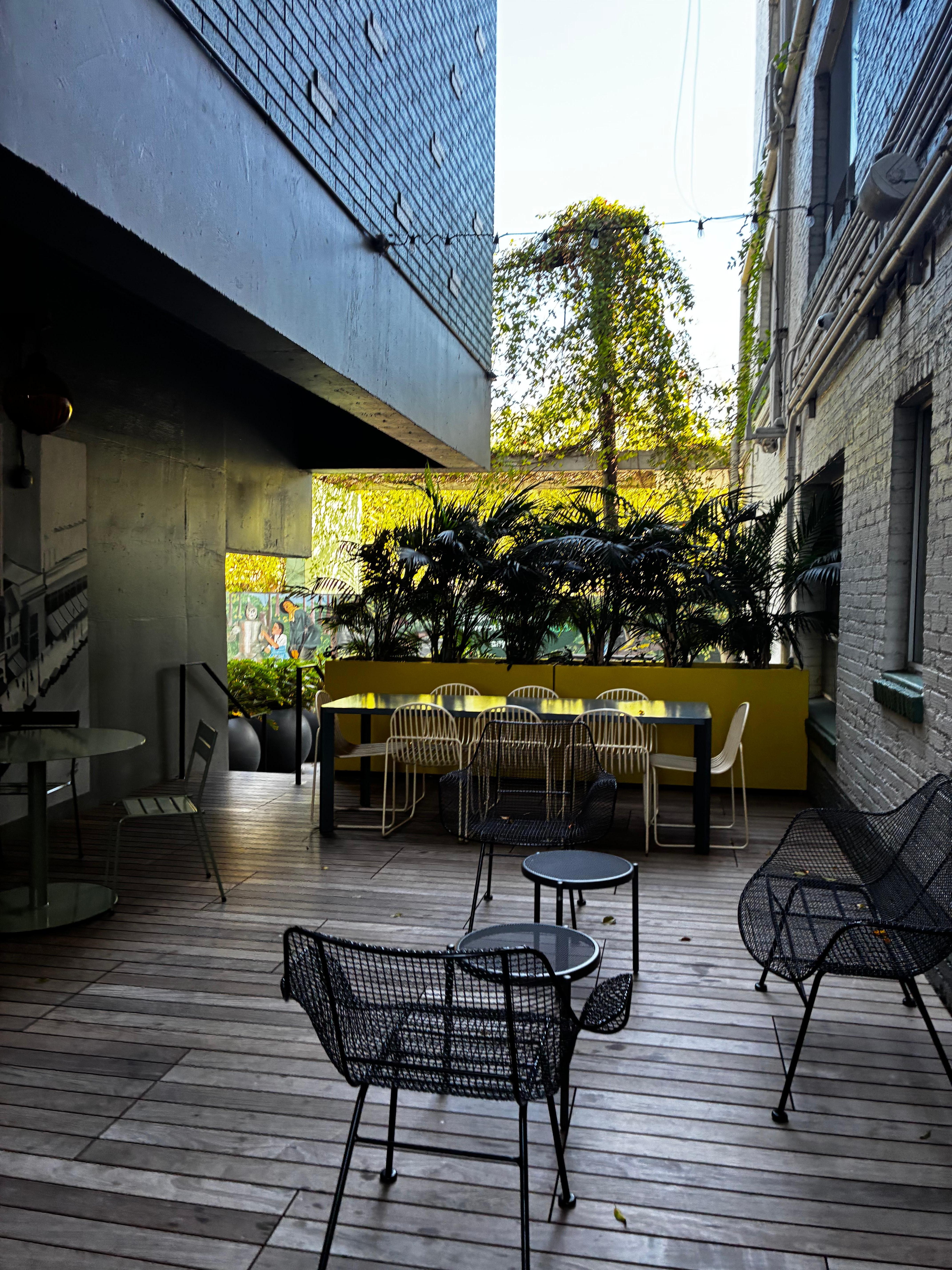 Sitting area outside of the lobby 