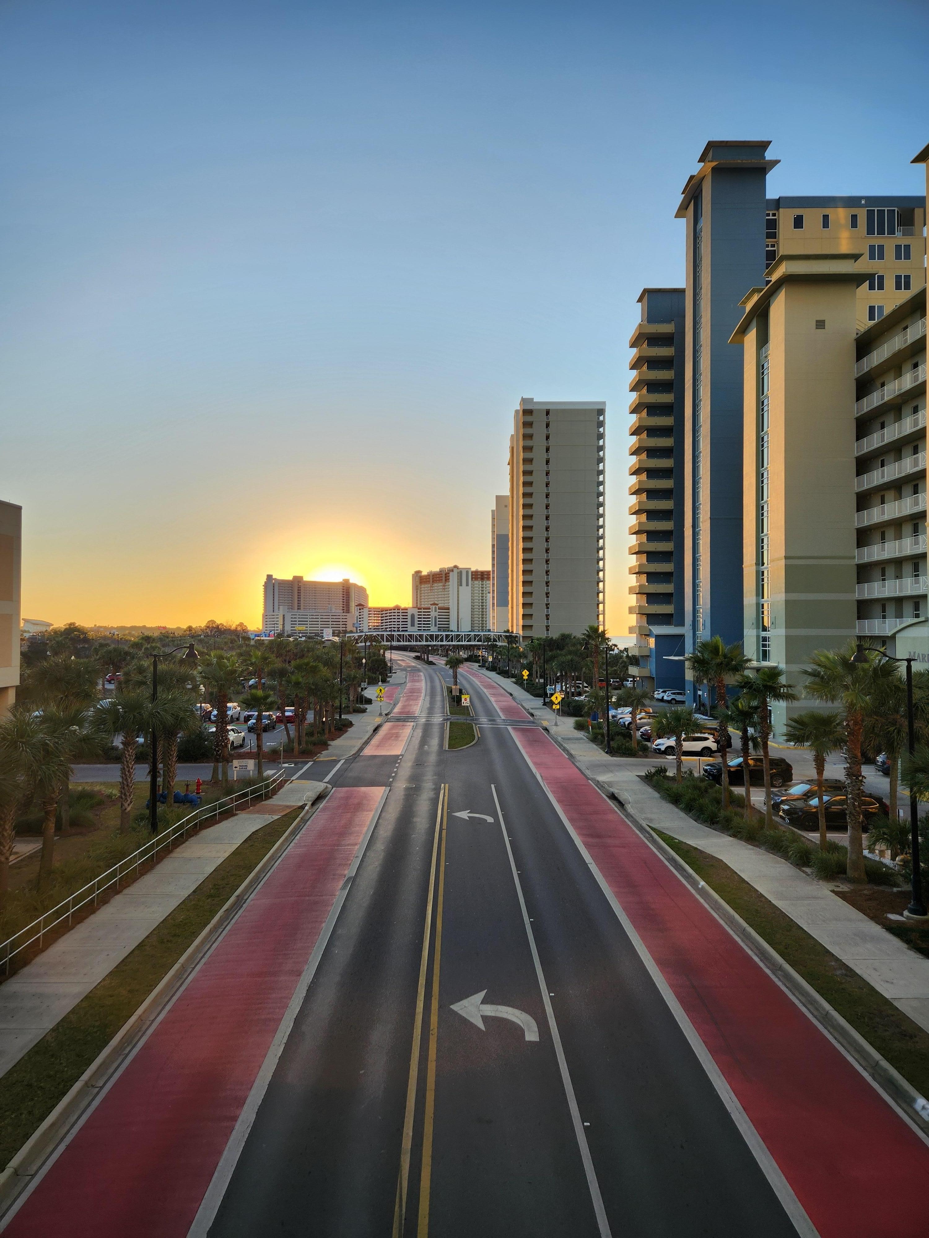 Sunrise photo taken from the skywalk to the parking garage.