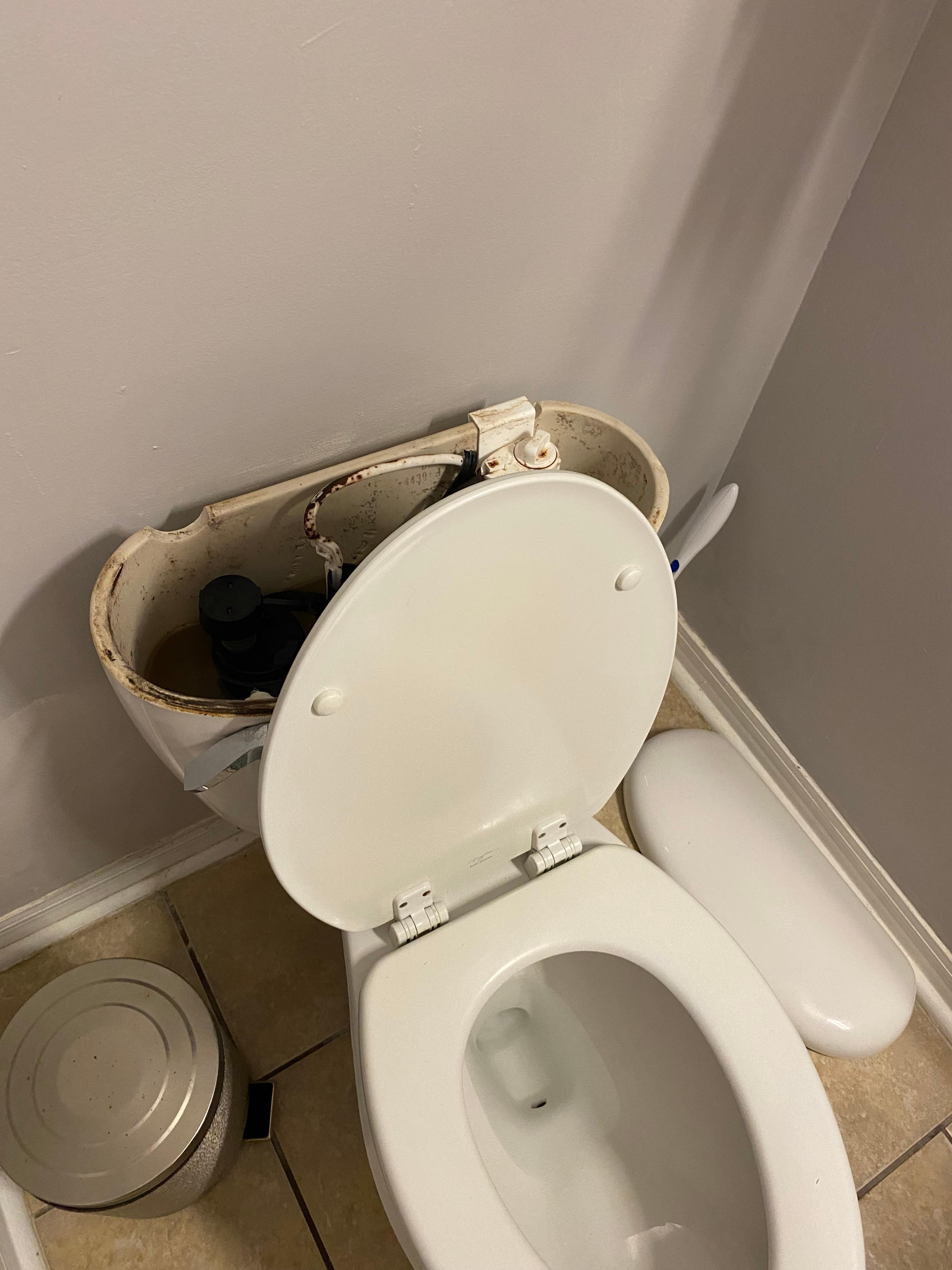 This toilet never worked. Broken from the insidw