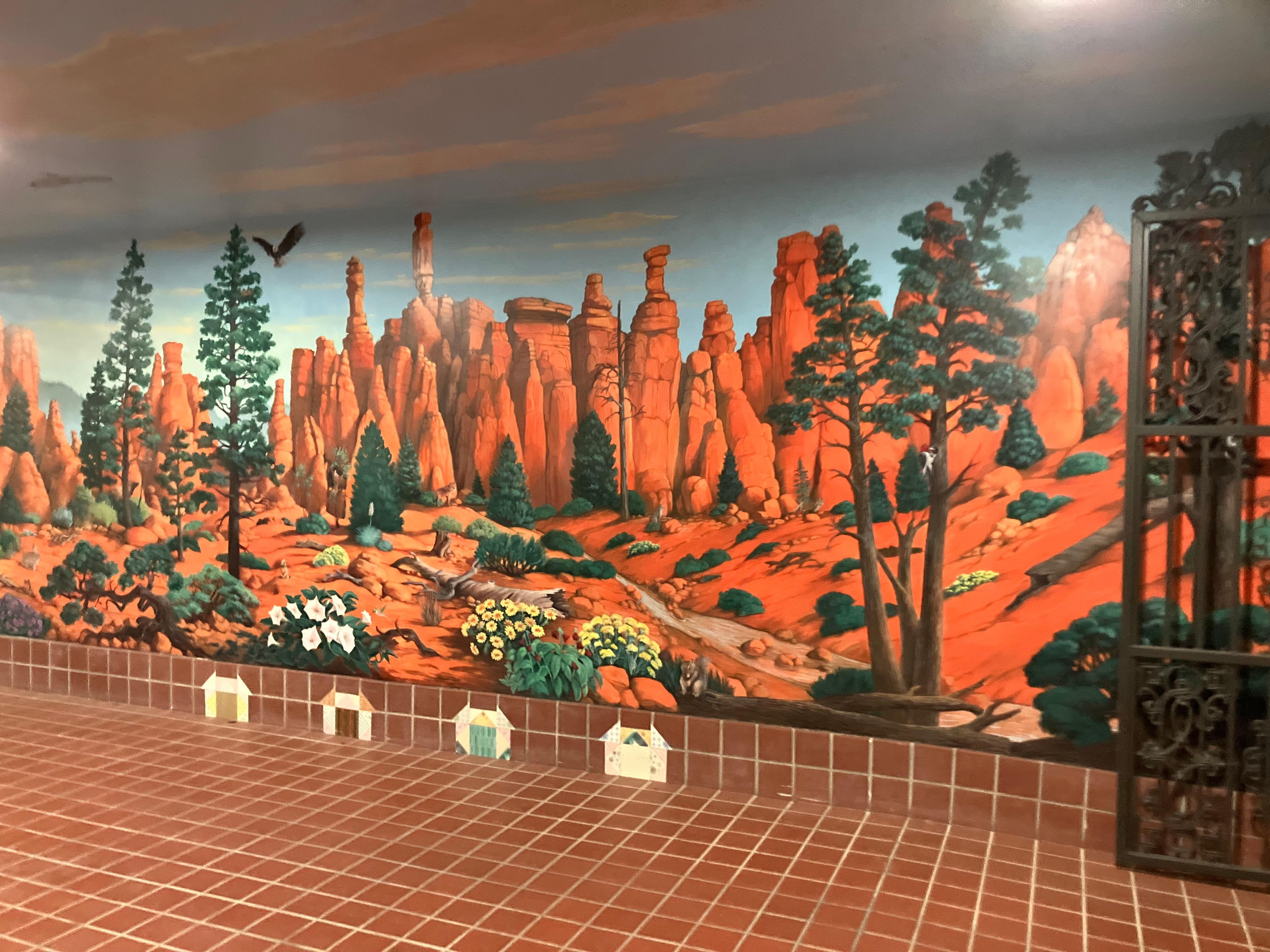 Beautiful mural across from entry 