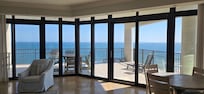 Living room looking out to balcony.