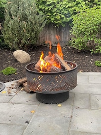 Fire pit, owner also provided our first fire with wood!