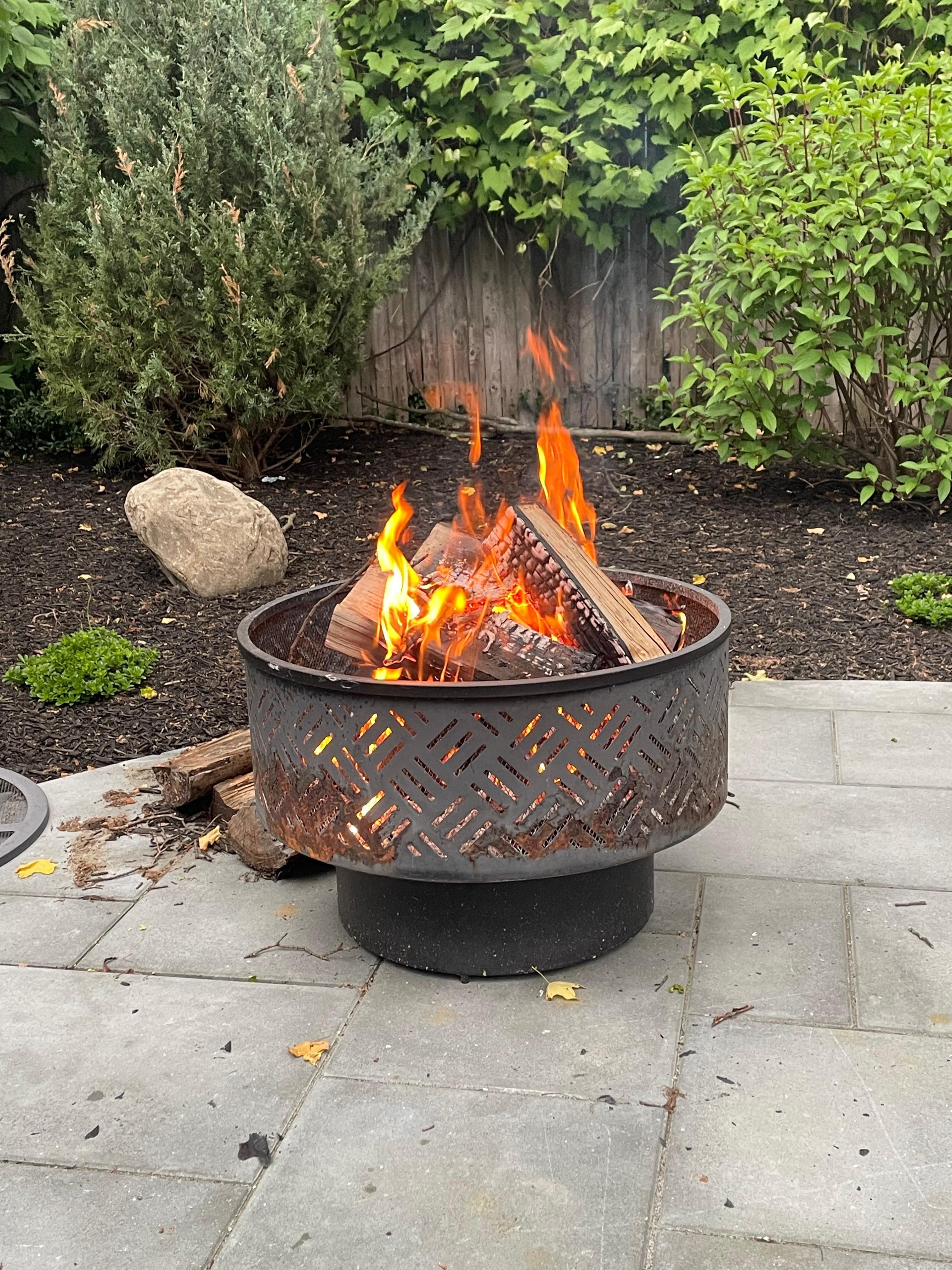 Fire pit, owner also provided our first fire with wood!