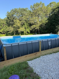 Pool with ditches around .
