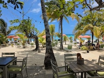 View of the shady area and beach