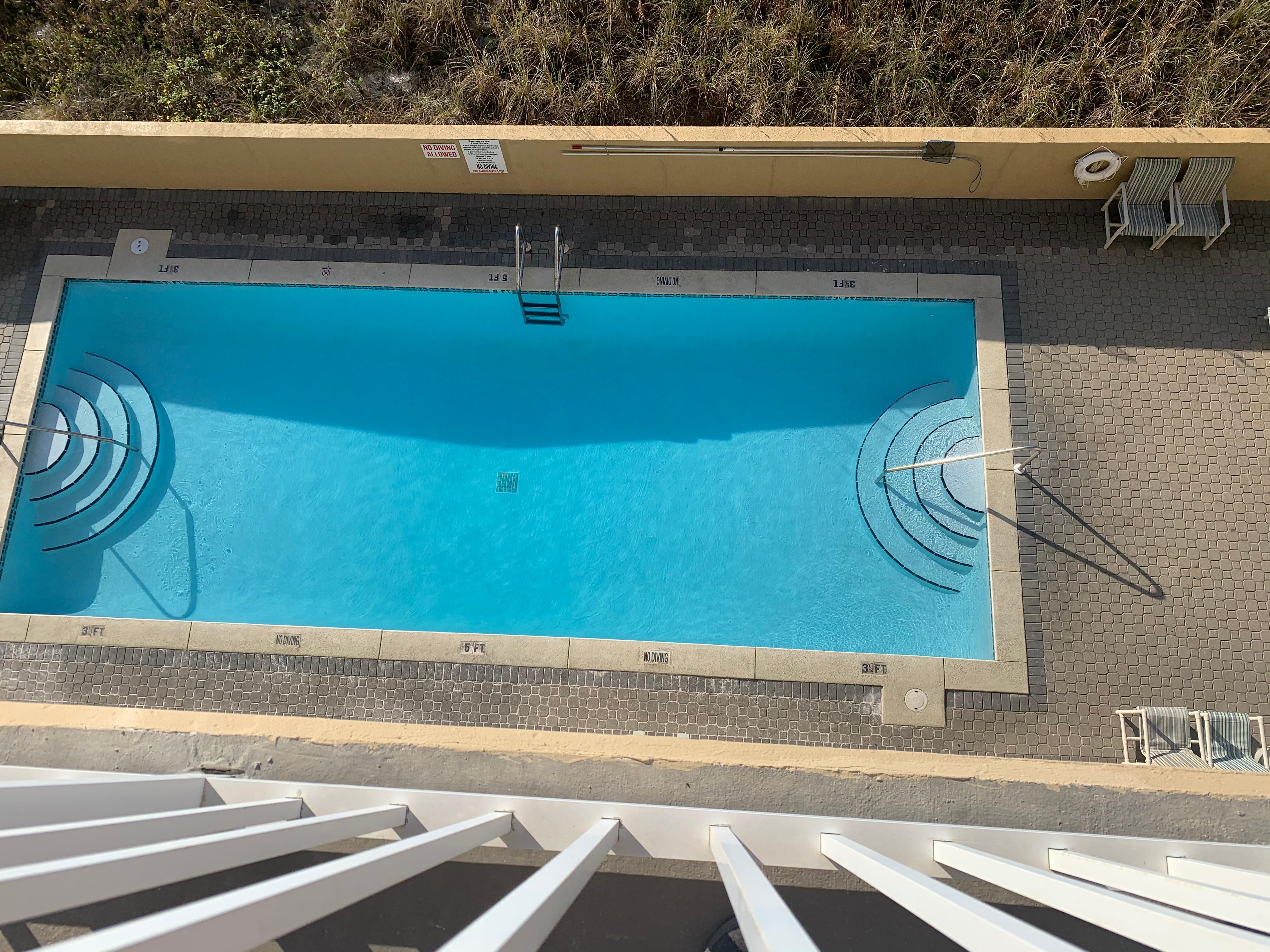 Directly above the pool