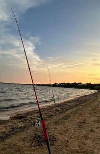 Fishing off the beach