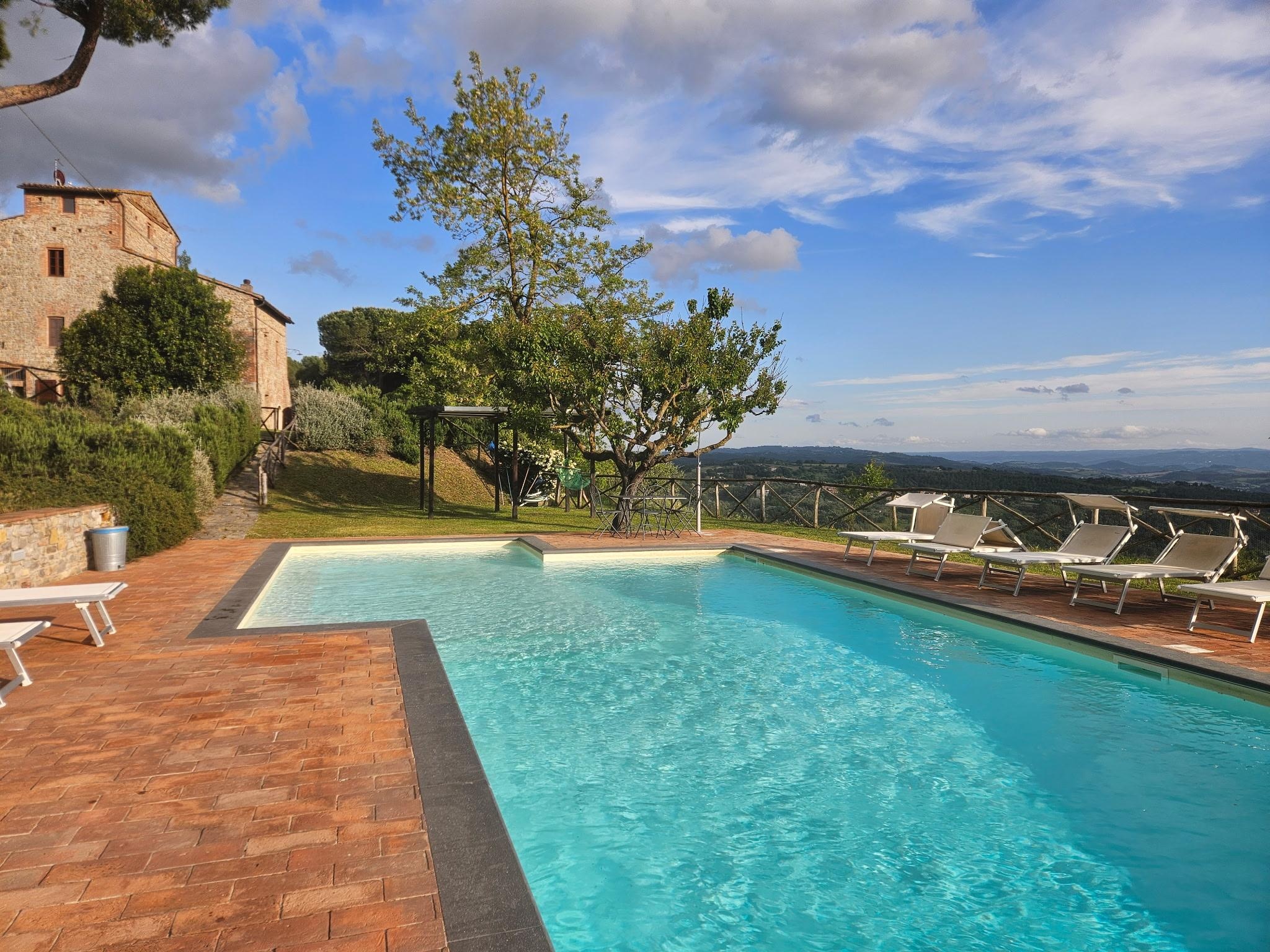 From the pool looking toward the villa and the view
