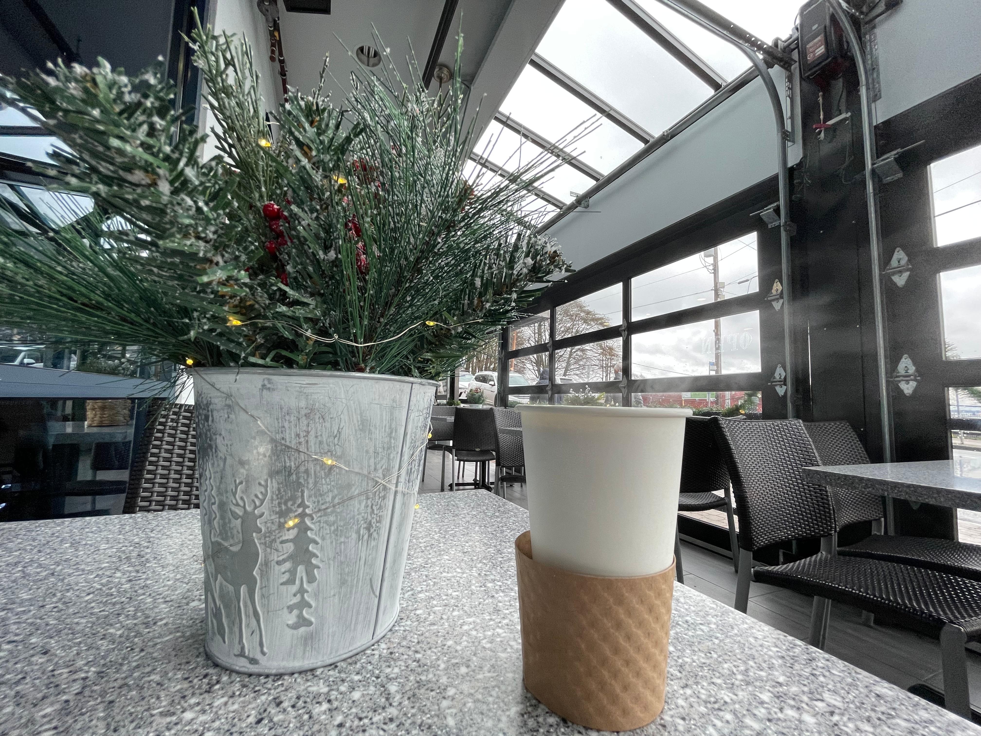 A complementary coffee also while enjoying the morning view.