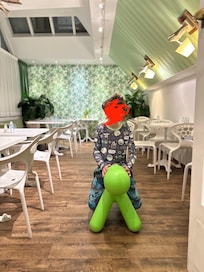 The modern part of the breakfast area (you can also order a drink in the evening and take it in here)