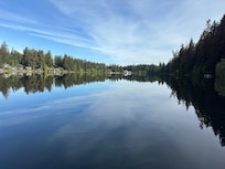 The lake at 8 AM from the beautiful private dock.