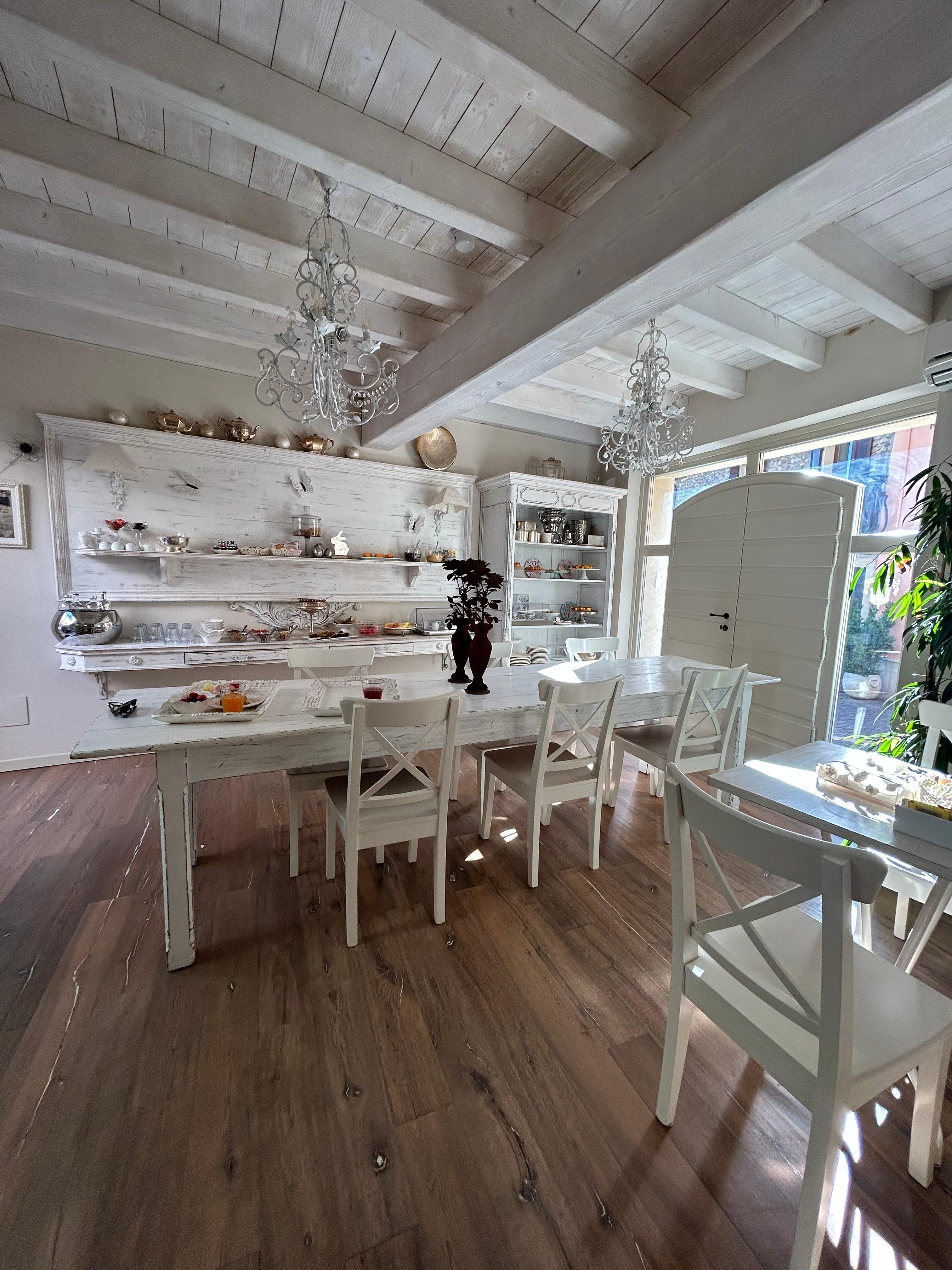 Dining area and display of breakfast