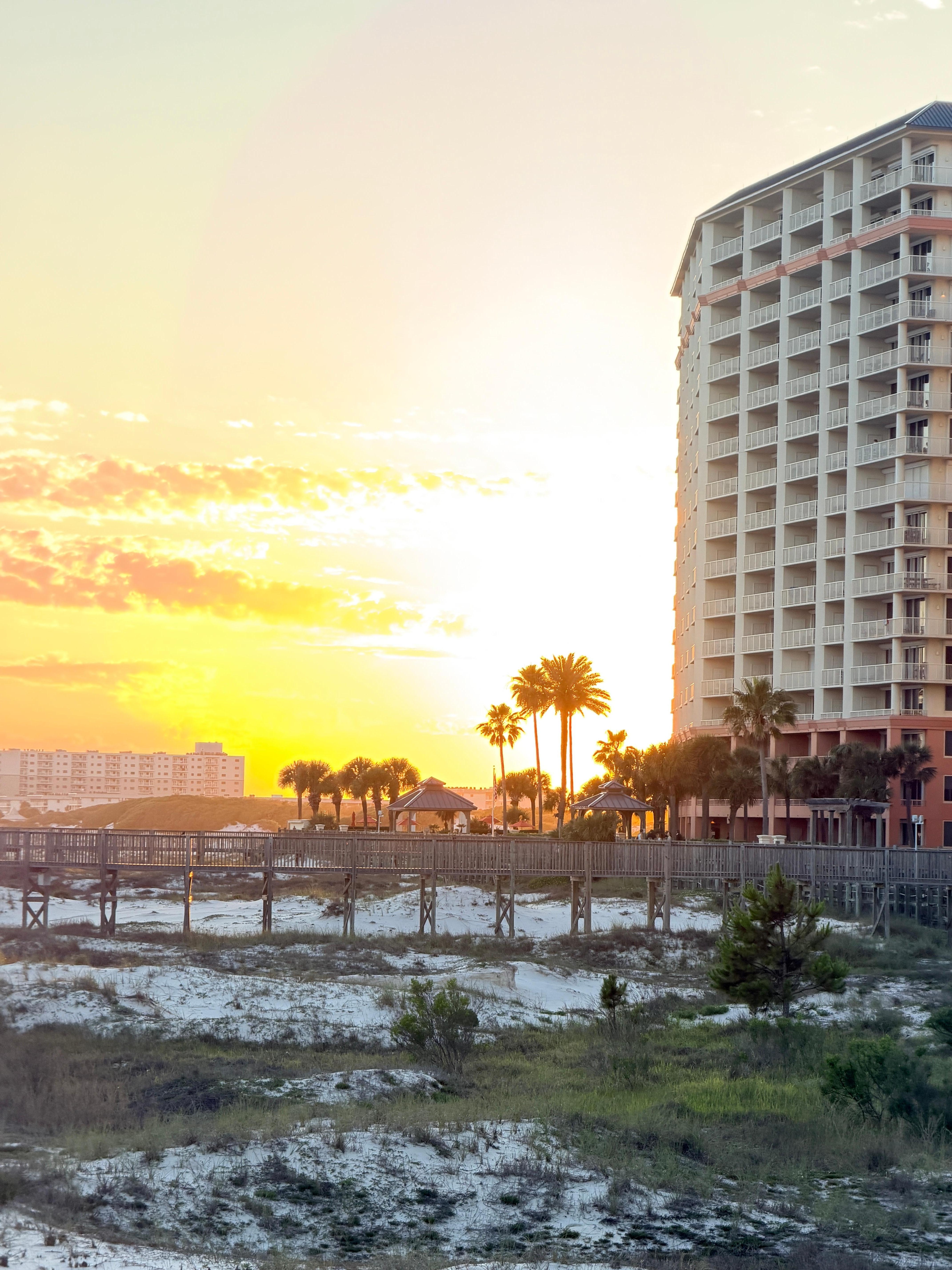 Sunset from on of the bridges to the beach!