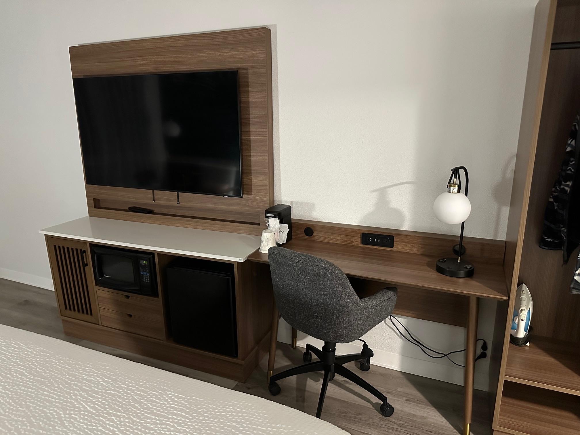 Desk and huge TV. Does anyone use TV's anymore?