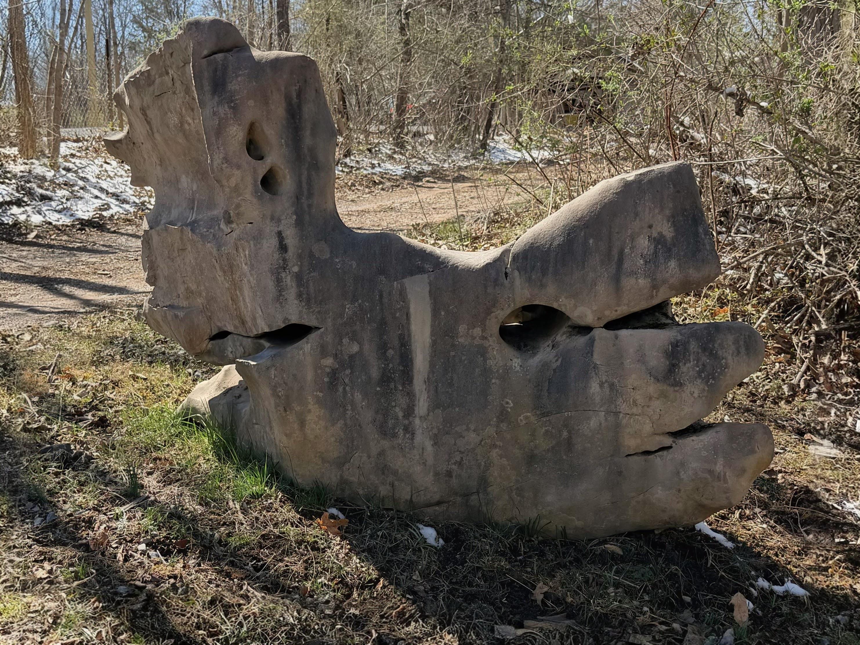 This is the cool, large rock next to the driveway that leads to the VRBO home. 