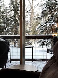 View from the living room couch to the patio