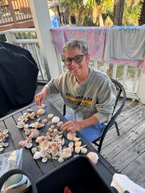 Checking out the shell haul on the main deck