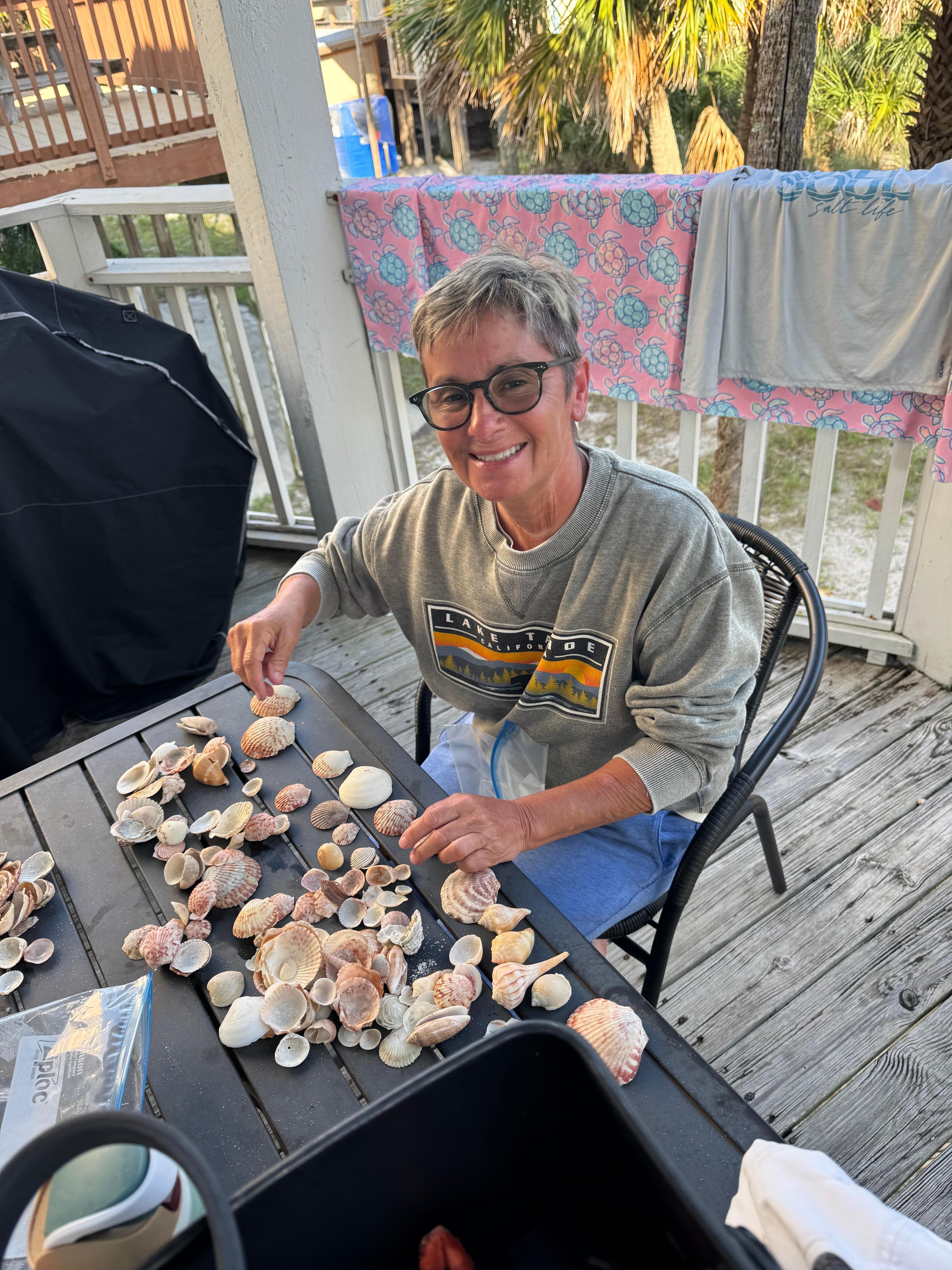 Checking out the shell haul on the main deck
