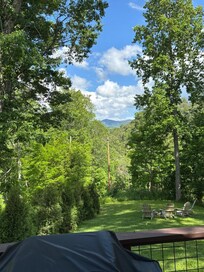 View from deck of valley and mountains.