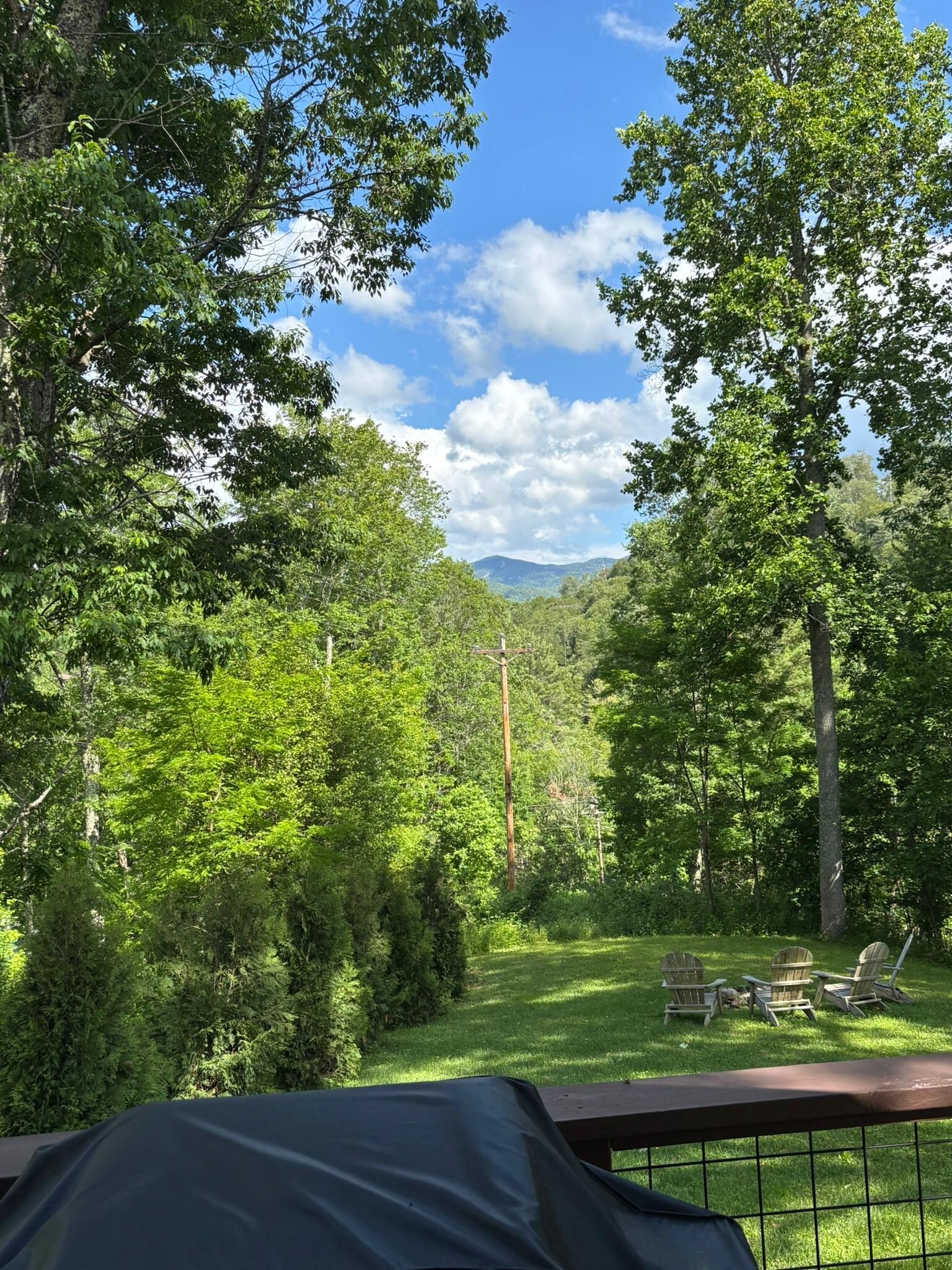 View from deck of valley and mountains.