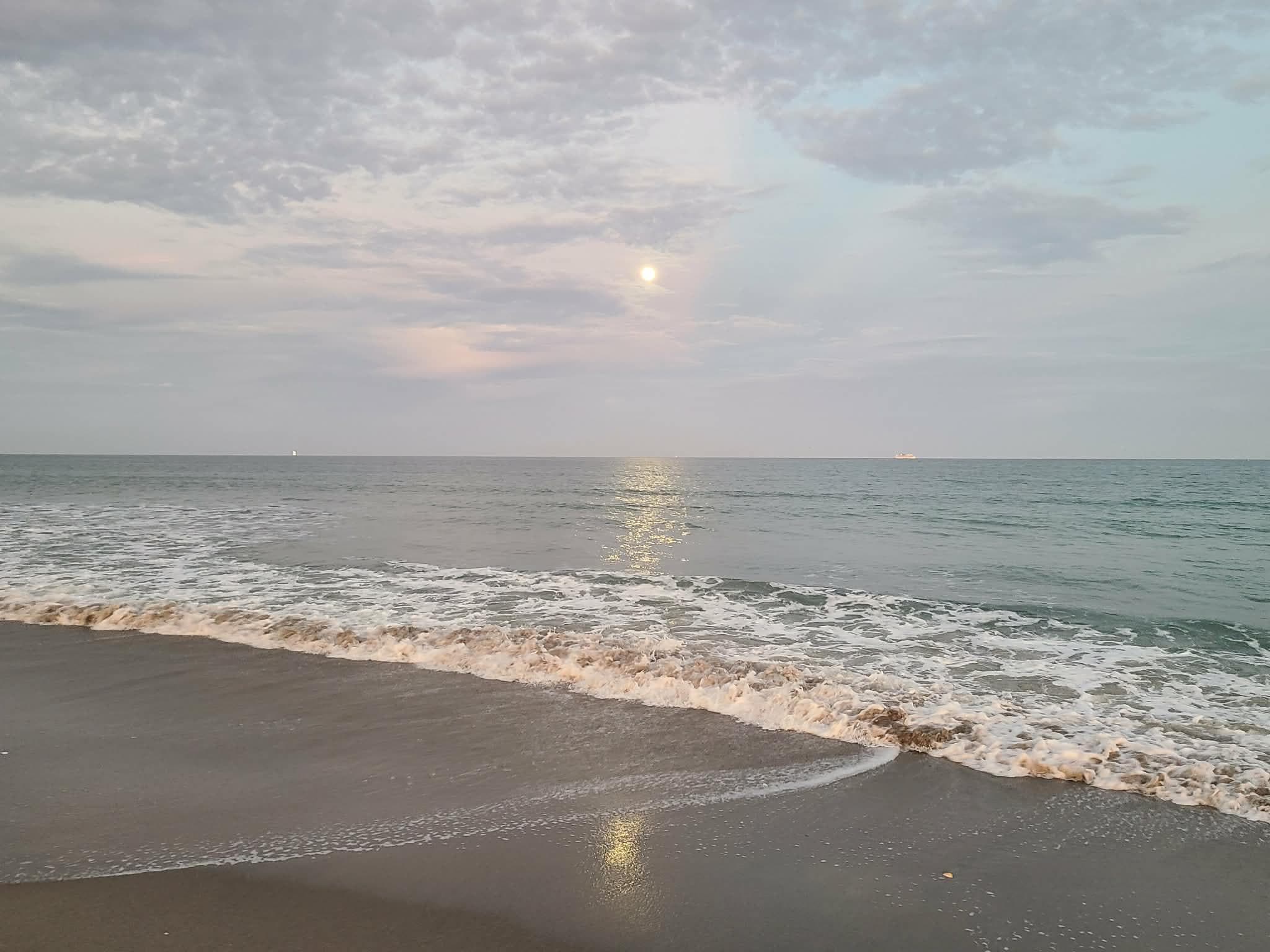 Moon over the atlantic at beach access