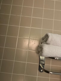 Greasy handprints on the bathroom walls