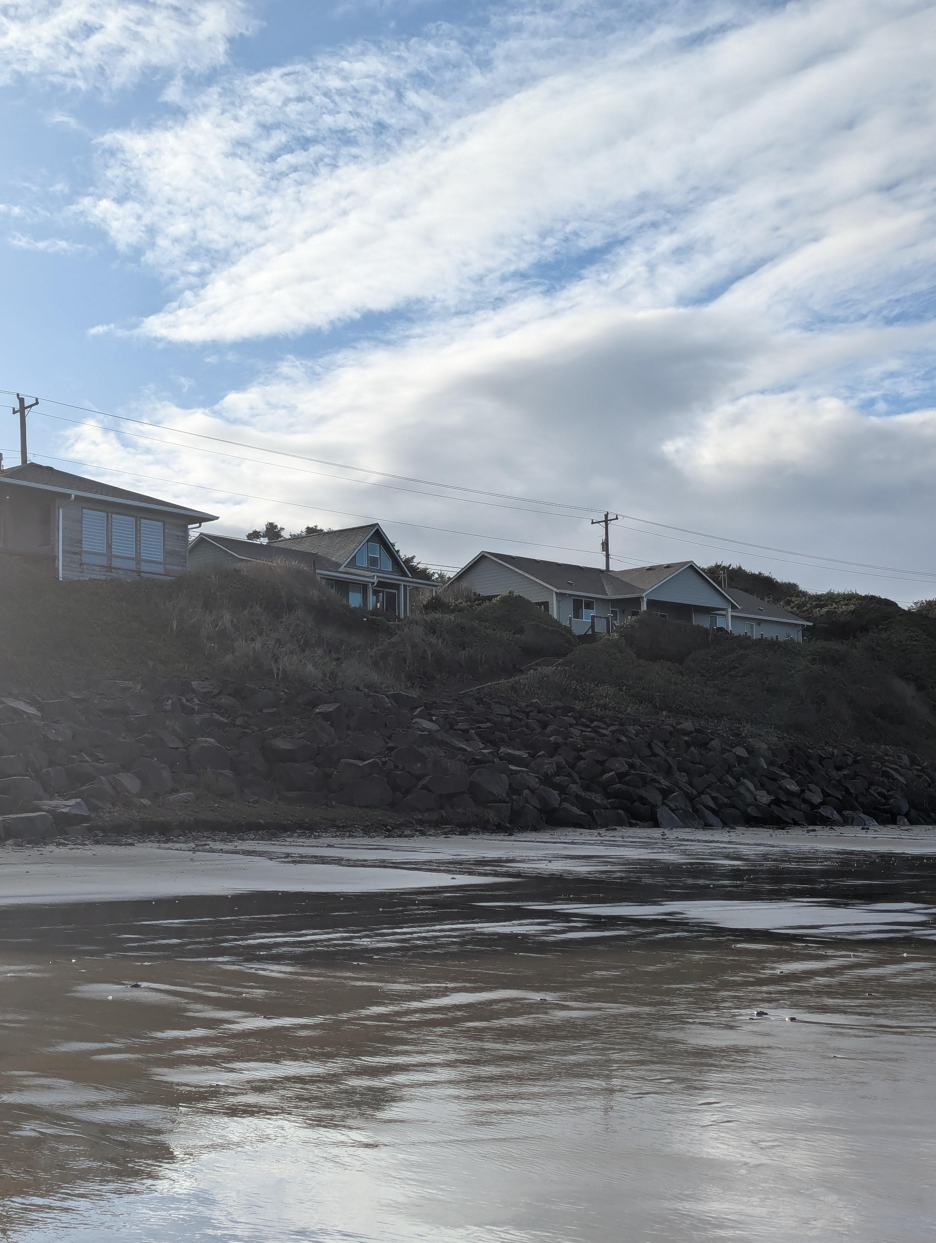 View of the cottage from down on the beach