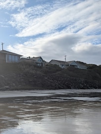 View of the cottage from down on the beach