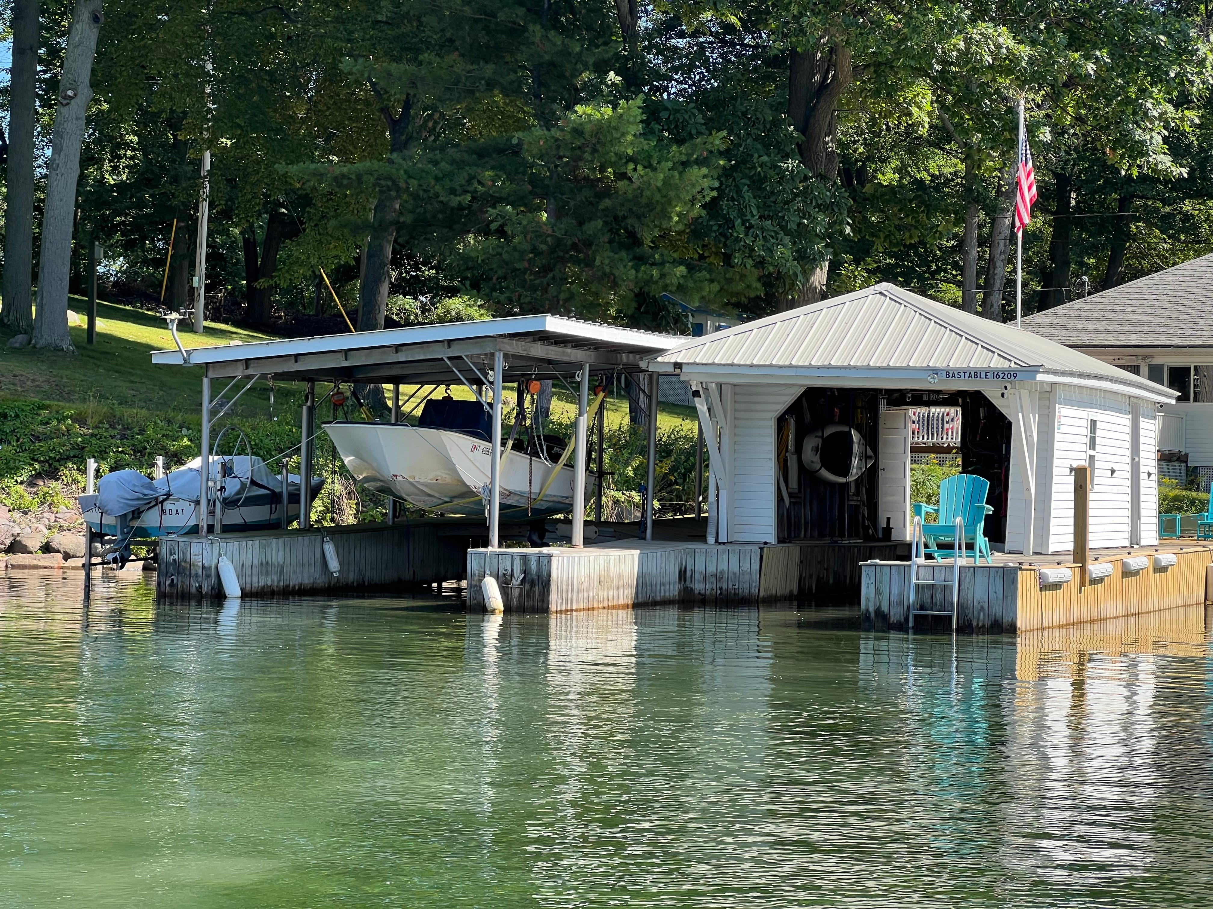 Coming into the boathouse and dock.