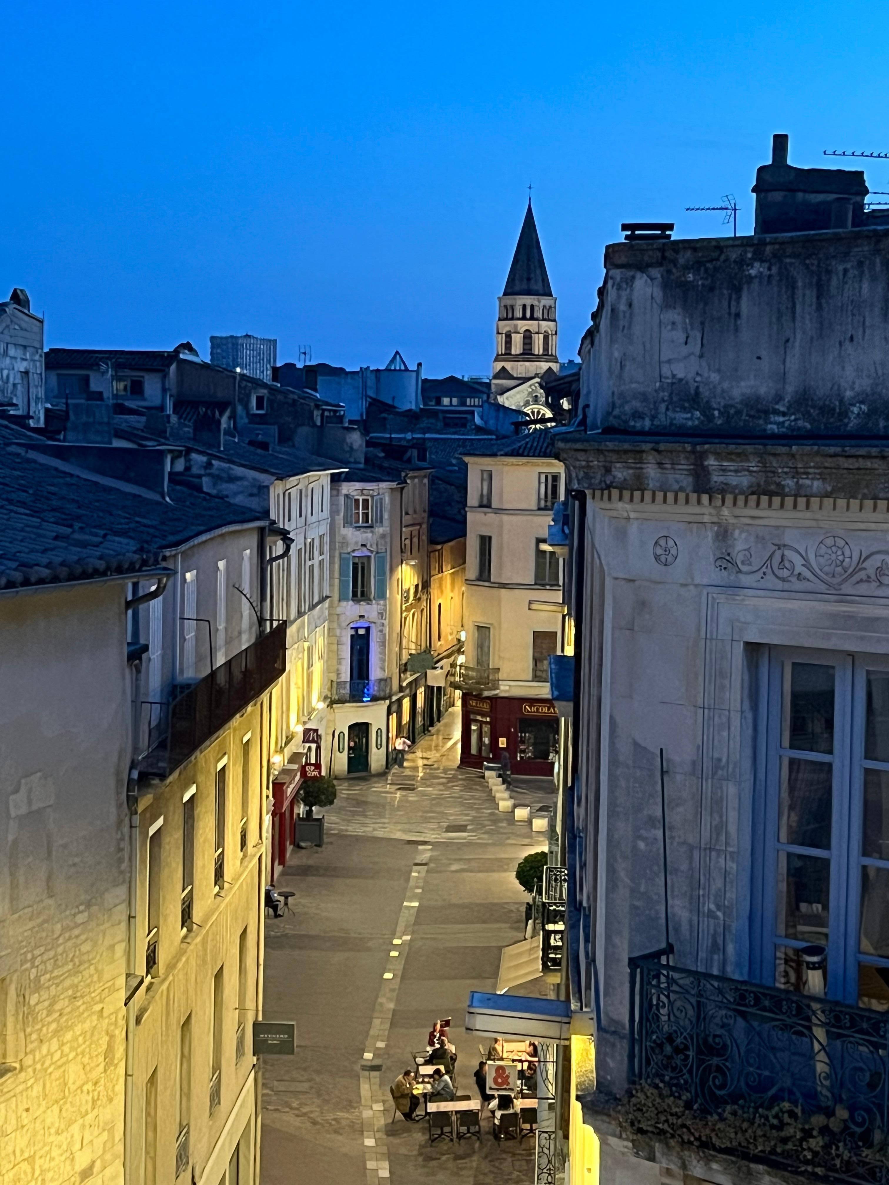 Nimes in the evening from the balcony 