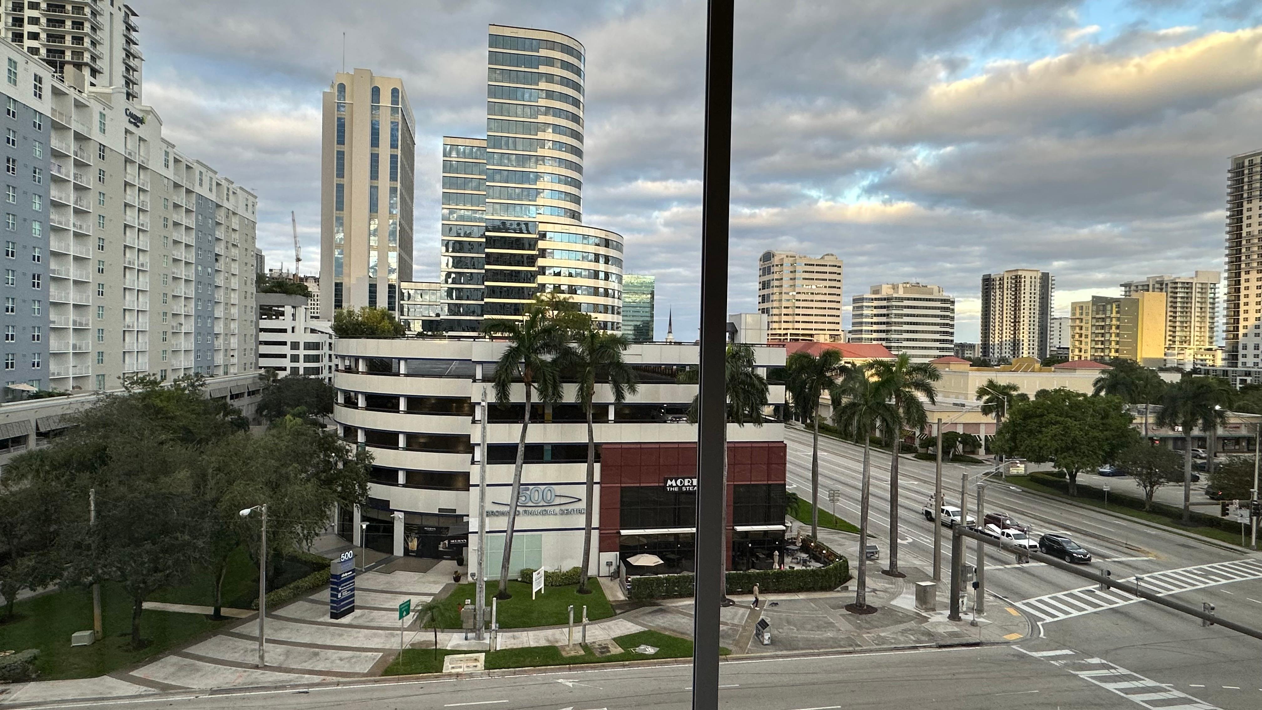 Looking to the steakhouse across the street, CVS to the right.