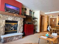 Quiet condo on second floor. Great views and cozy fireplace. Lots of room to hang ski clothes etc.